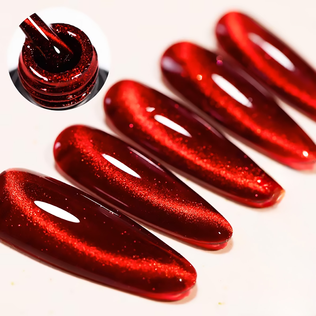 Nail Art Red Wine Cat Eye - SHAKA 1pcs Flash Cherry Wine Red