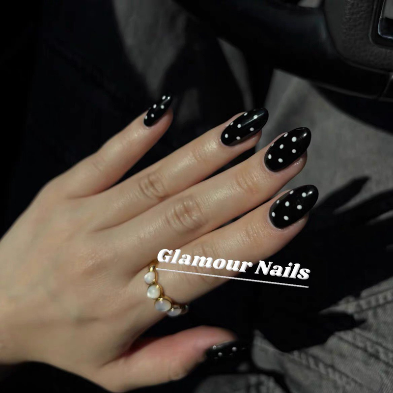 Nail Art Xs - 10Pcs Handmade Press on Nails Black