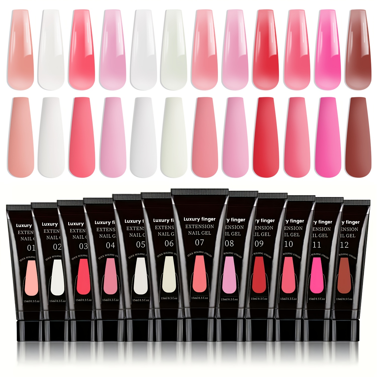 Polygel Nail Kit - Poly Nail Gel Set, 12 Colors