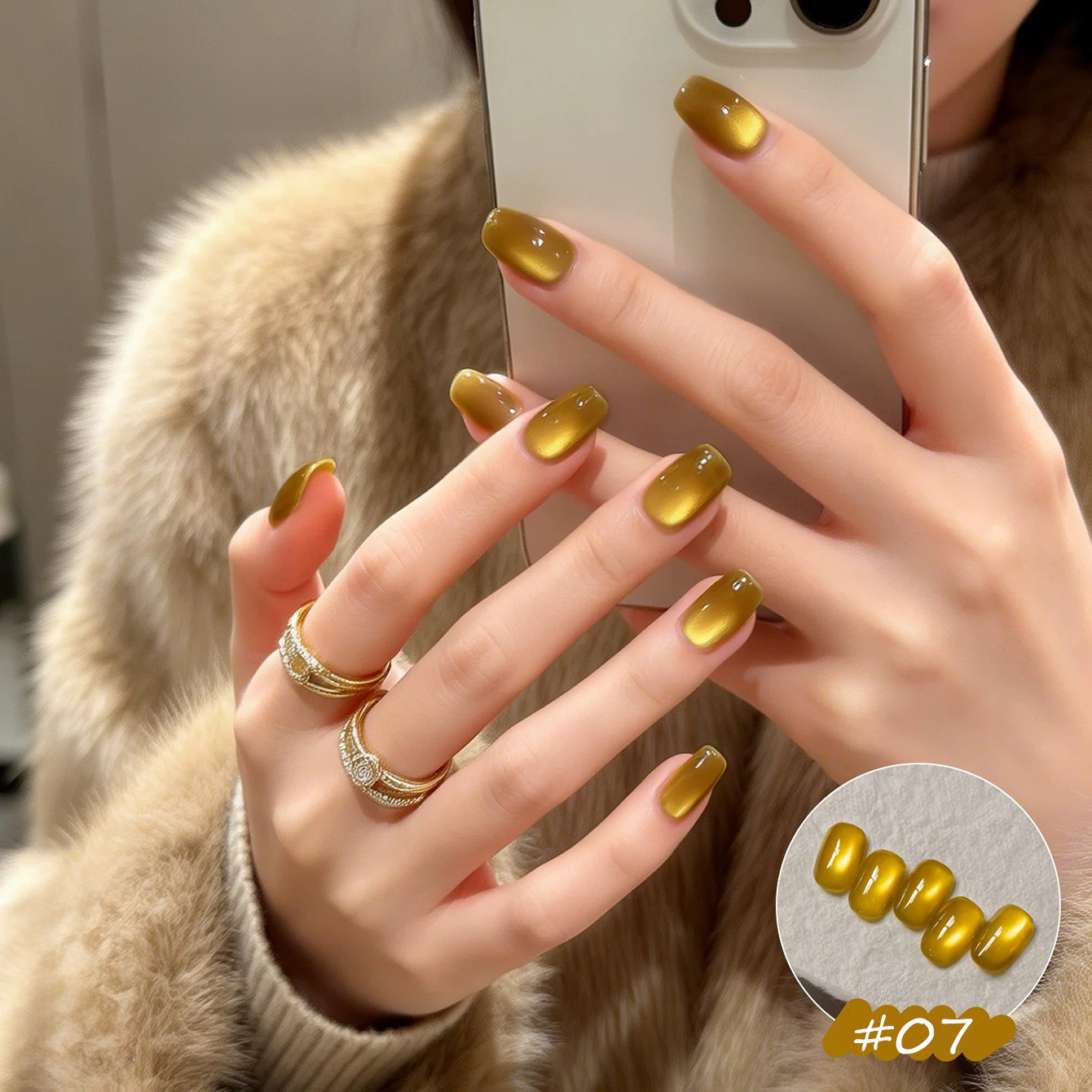Nail Art Red Wine Cat Eye - 1-8pcs PSK Lucky Yellow Cat Eye