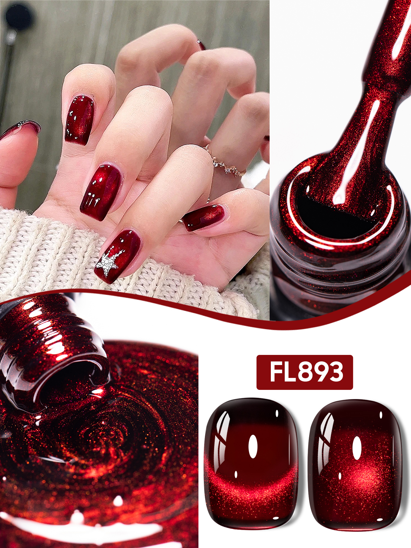 10ml FOUR LILY Red Wine Cat Ey - Nail Art Red Wine Cat Eye avis et prix