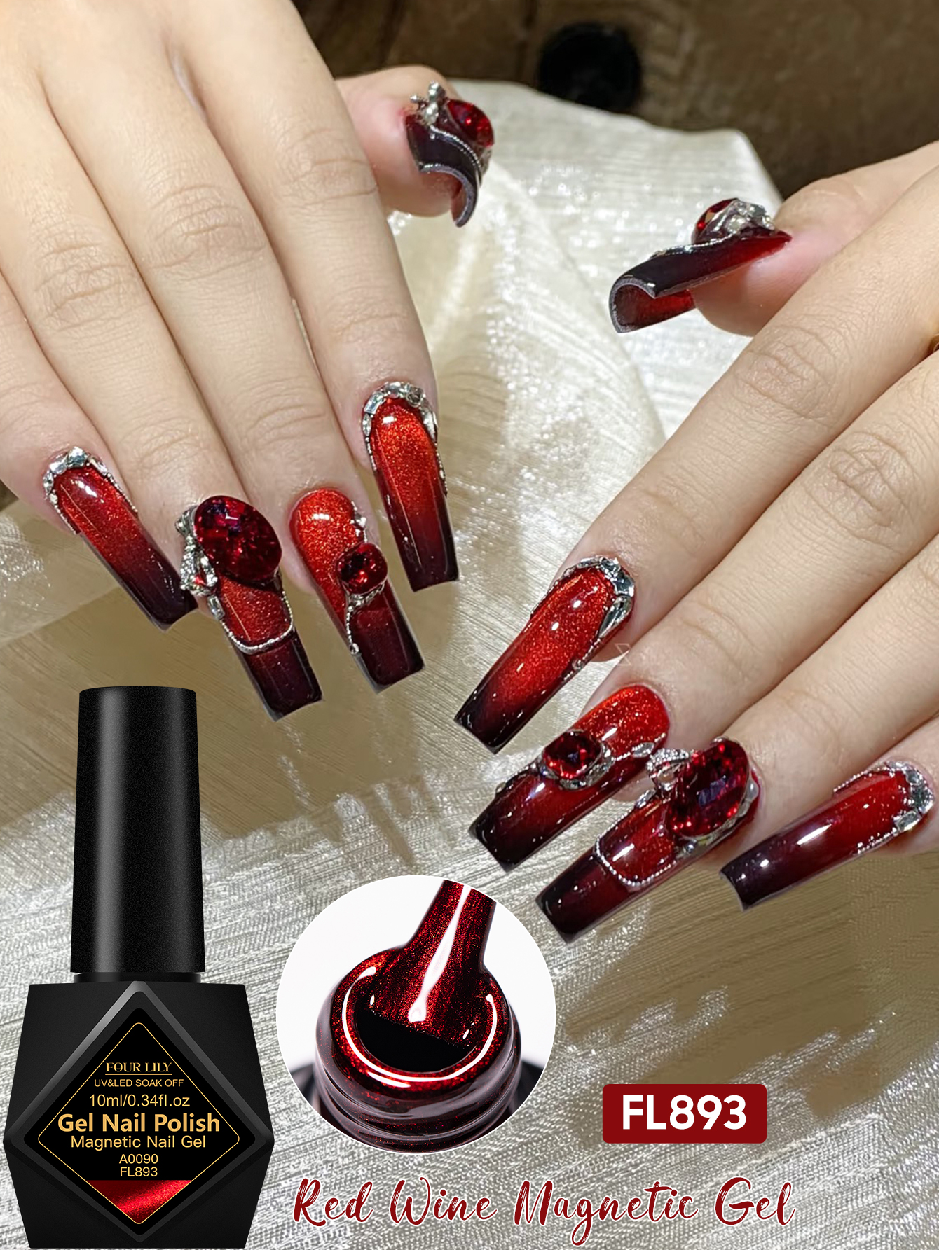 10ml FOUR LILY Red Wine Cat Ey - Nail Art Red Wine Cat Eye avis et prix