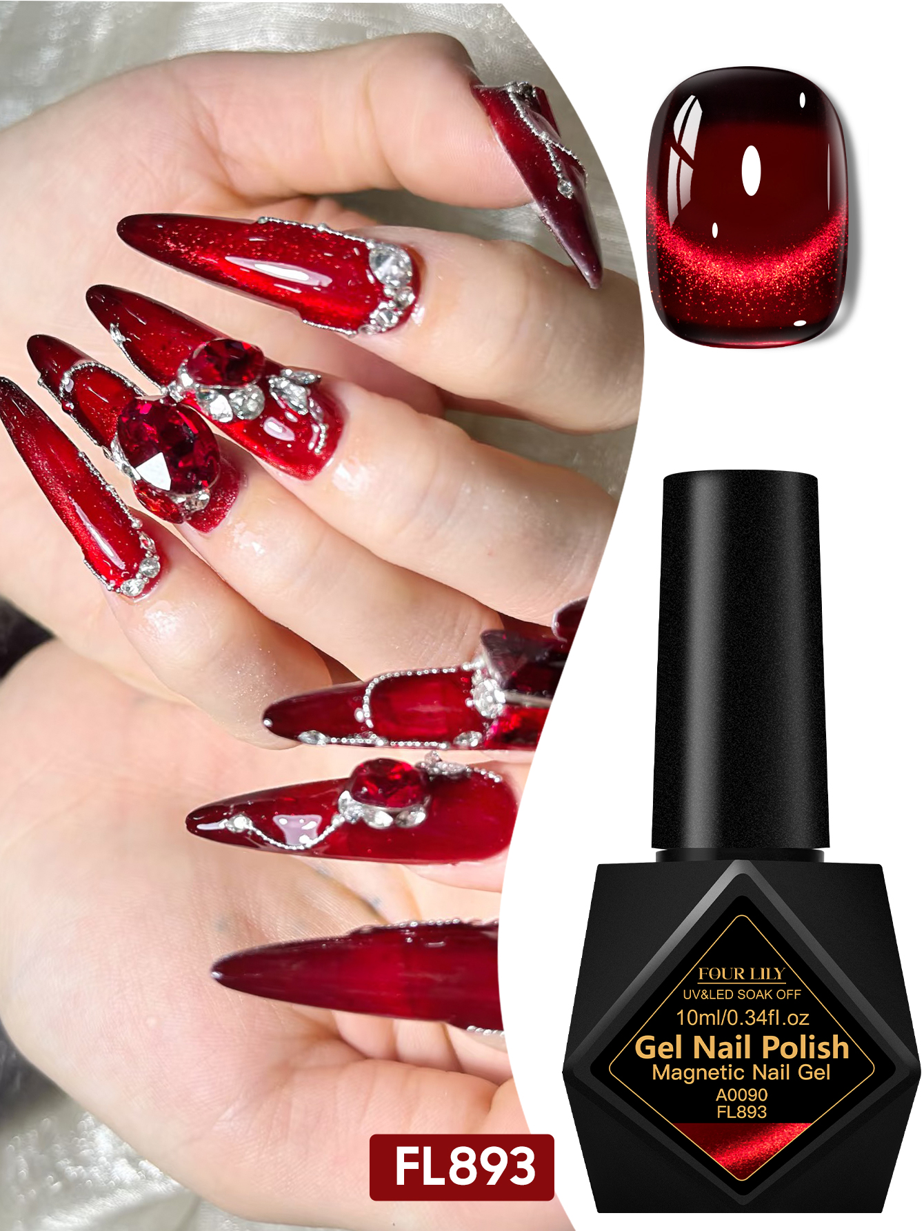 10ml FOUR LILY Red Wine Cat Ey - Nail Art Red Wine Cat Eye avis et prix