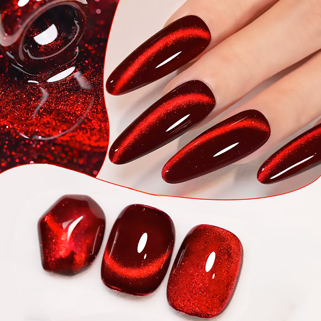 SHAKA 1pcs Red Transparent Cat - Nail Art Red Wine Cat Eye avis et prix