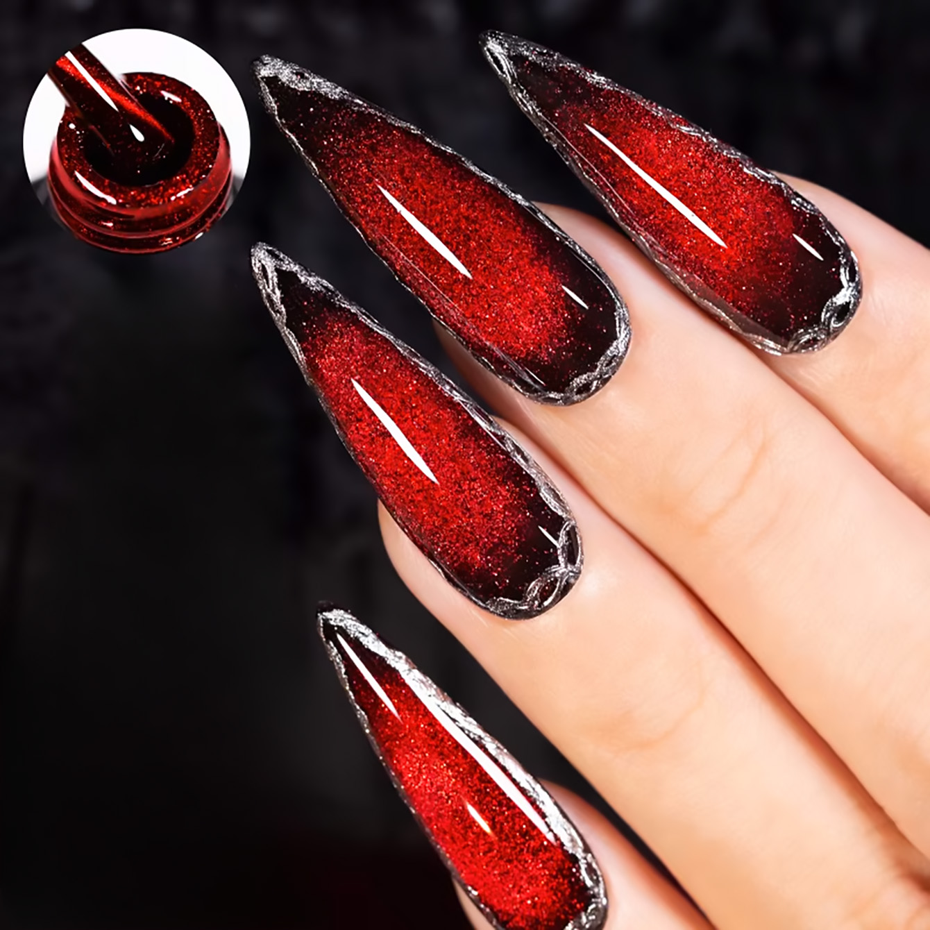SHAKA 1pcs Red Transparent Cat - Nail Art Red Wine Cat Eye avis et prix