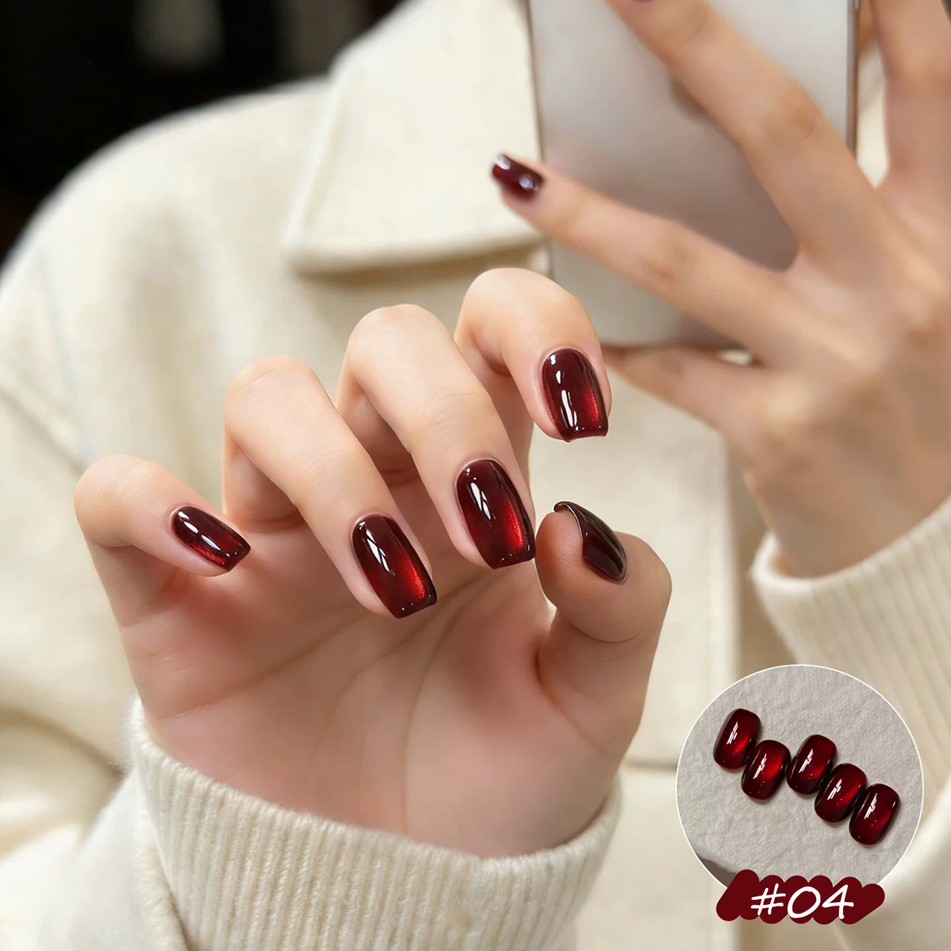 1pcs PSK 2026 New Lucky Red Ca - Nail Art Red Wine Cat Eye avis et prix