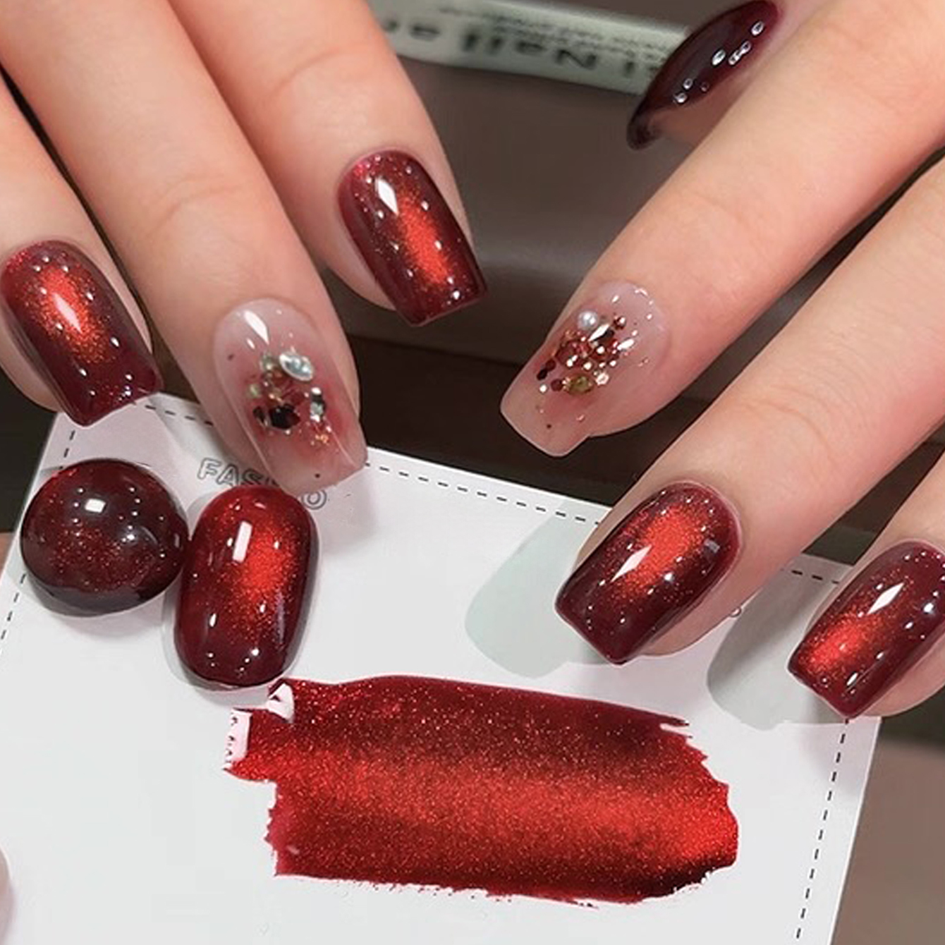 1pcs TC Flash Cherry Wine Red  - Nail Art Red Wine Cat Eye avis et prix
