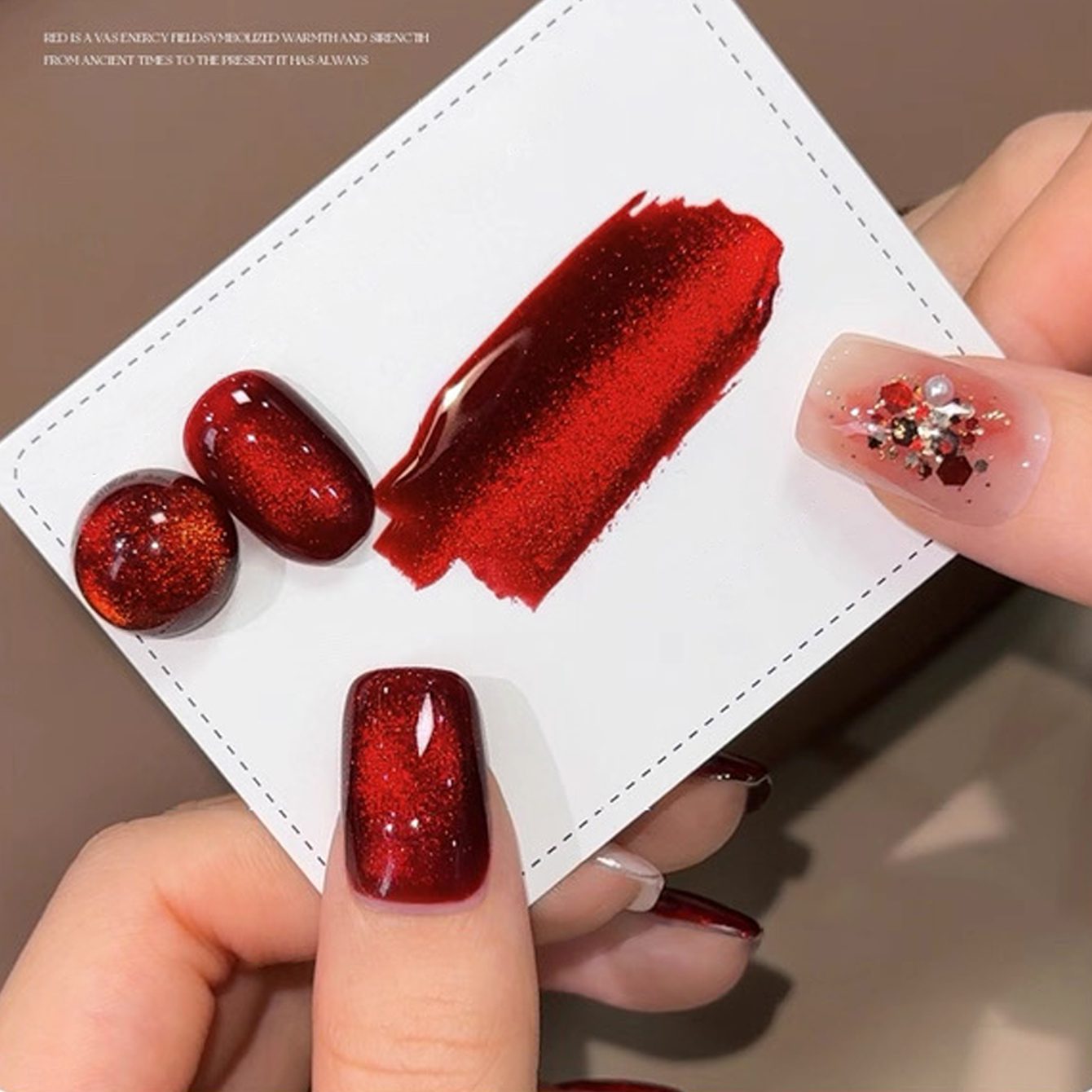 1pcs TC Flash Cherry Wine Red  - Nail Art Red Wine Cat Eye avis et prix