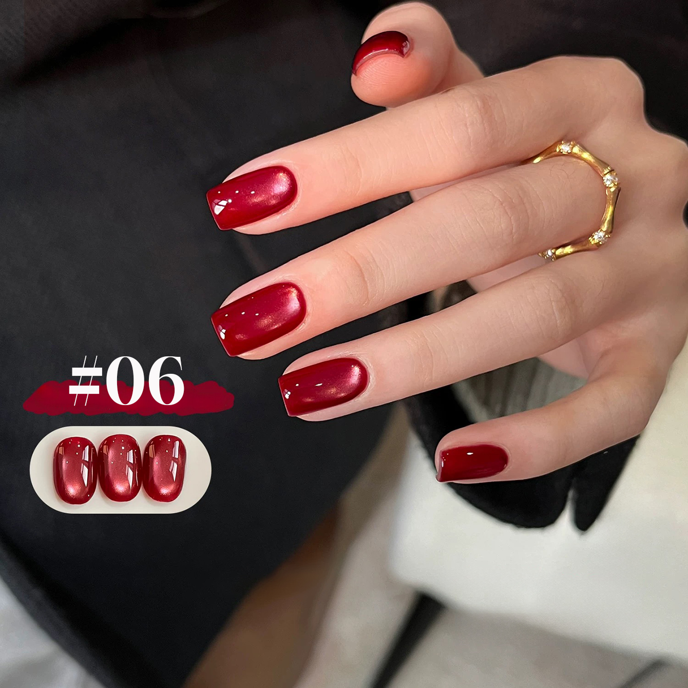 1pcs PSK New Year Fortune Red  - Nail Art Red Wine Cat Eye avis et prix