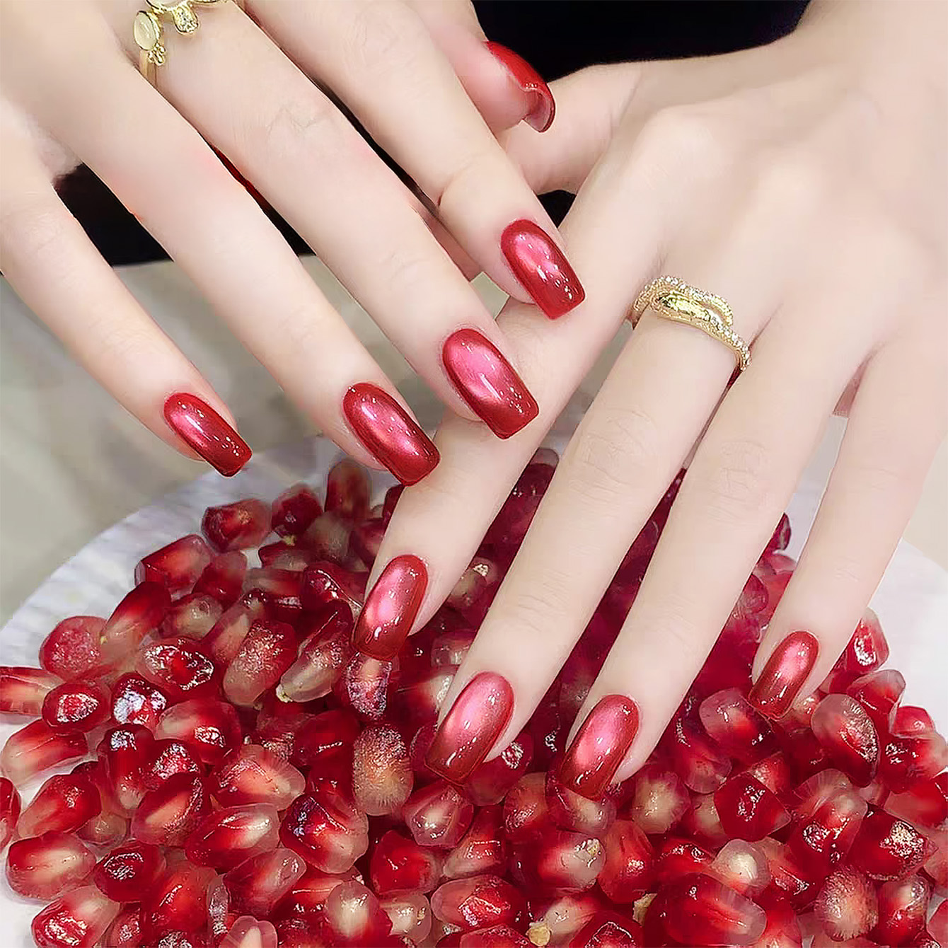 1pcs TC Red Pomegranate Cat Ey - Nail Art Red Wine Cat Eye avis et prix