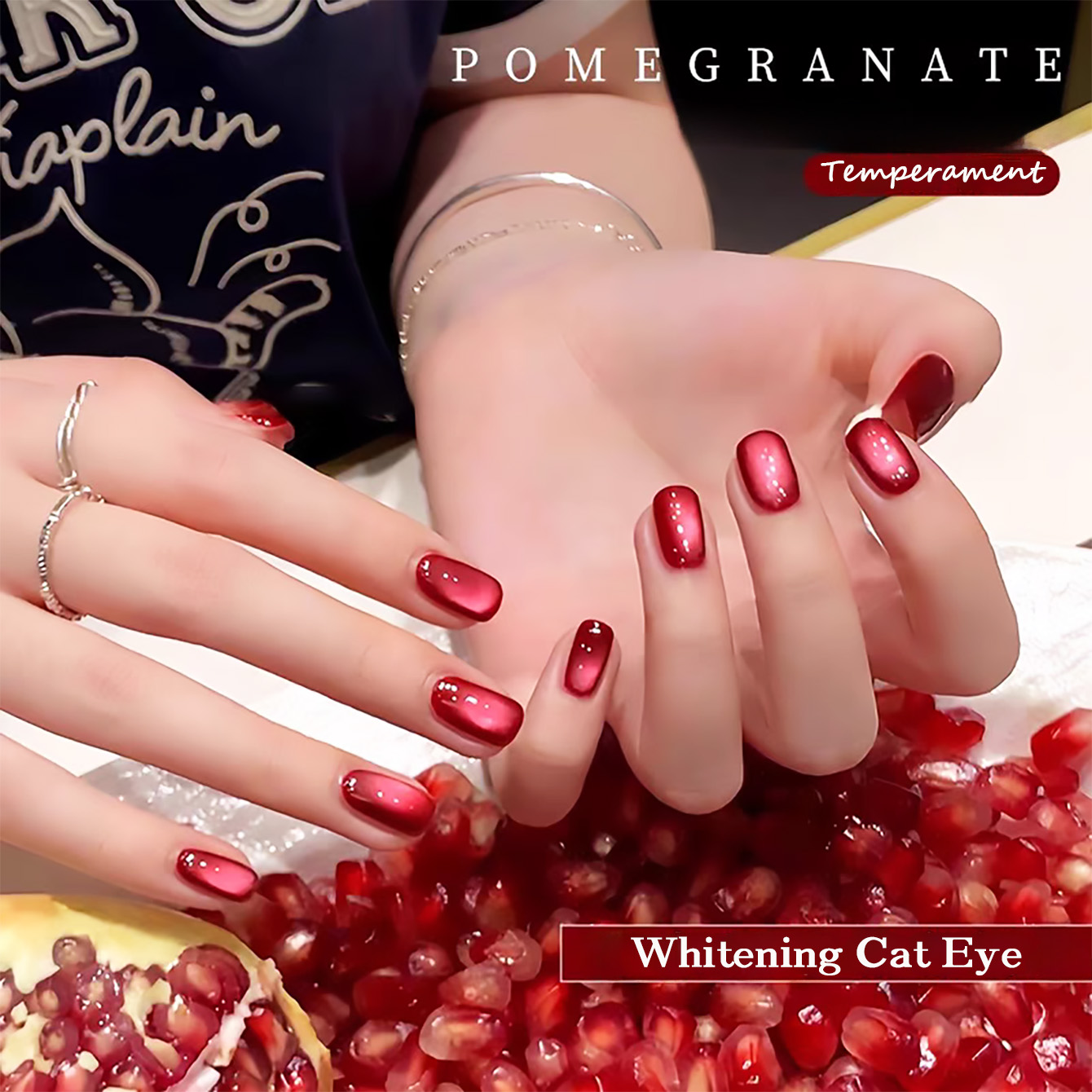 1pcs TC Red Pomegranate Cat Ey - Nail Art Red Wine Cat Eye avis et prix