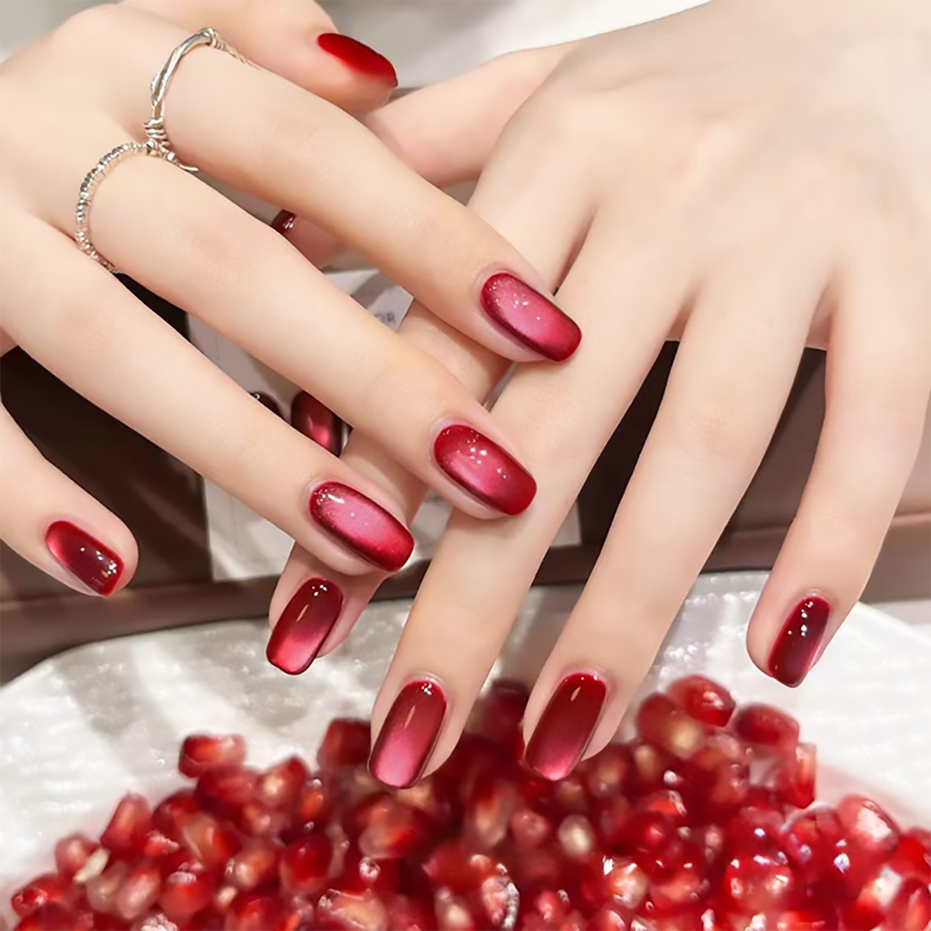 1pcs TC Red Pomegranate Cat Ey - Nail Art Red Wine Cat Eye avis et prix
