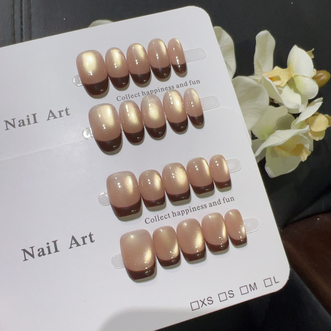 10pcs Short French Press on Na - Nail Art Red Wine Cat Eye avis et prix