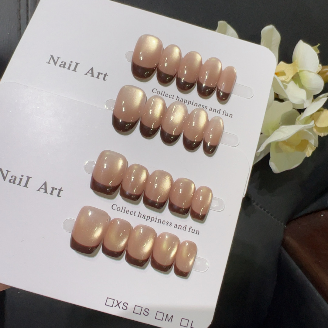 10pcs Short French Press on Na - Nail Art Red Wine Cat Eye avis et prix