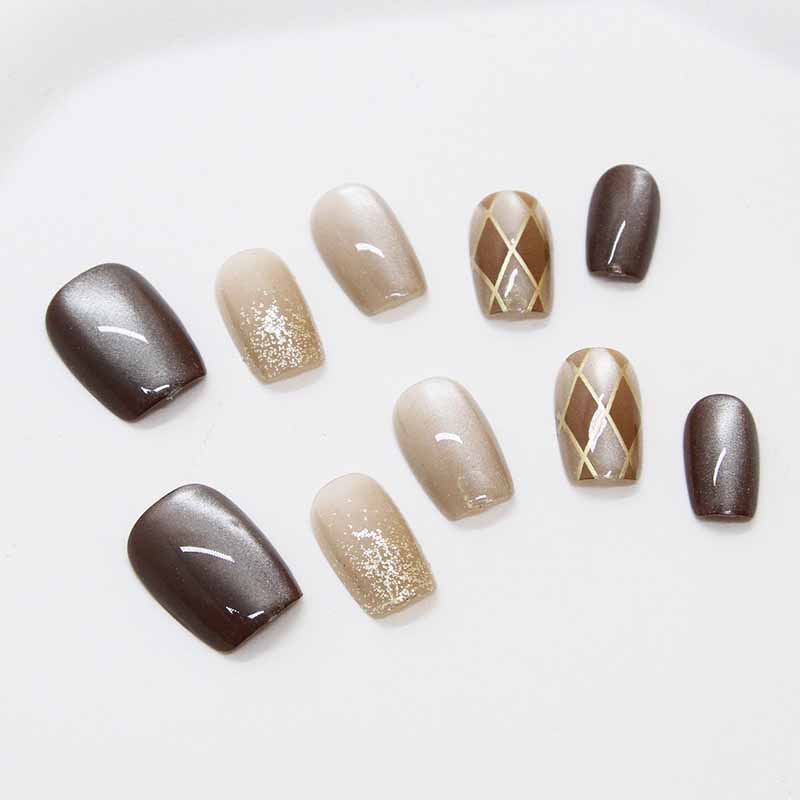10 Pcs Women Wine Red Handmade - Nail Art Red Wine Cat Eye avis et prix