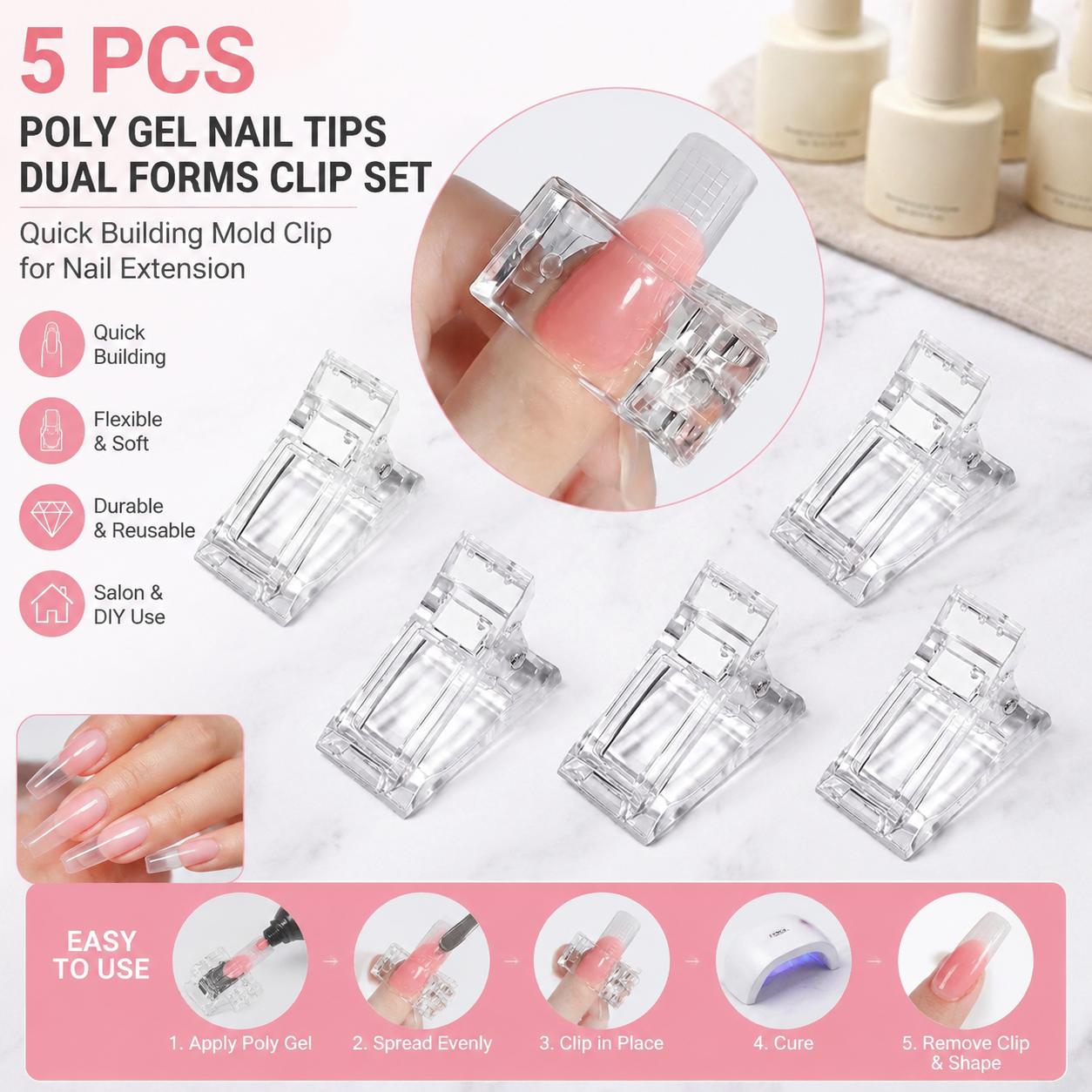 5 Pcs Flexible Soft Poly Gel N - Polygel Nail Kit avis et prix