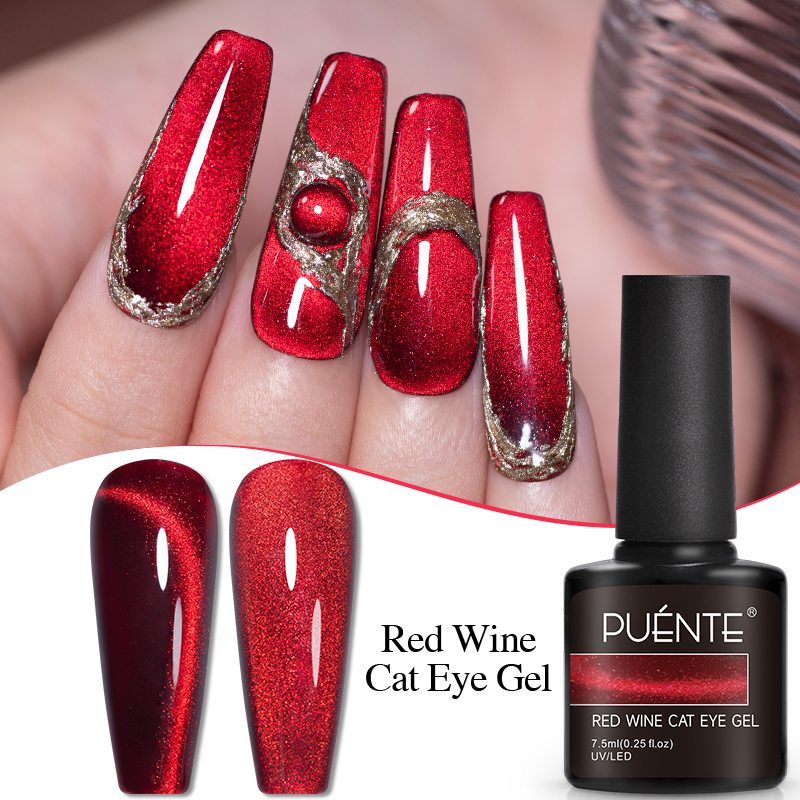PUENTE 7.5ML Wine Red Cat Magn - Nail Art Red Wine Cat Eye avis et prix