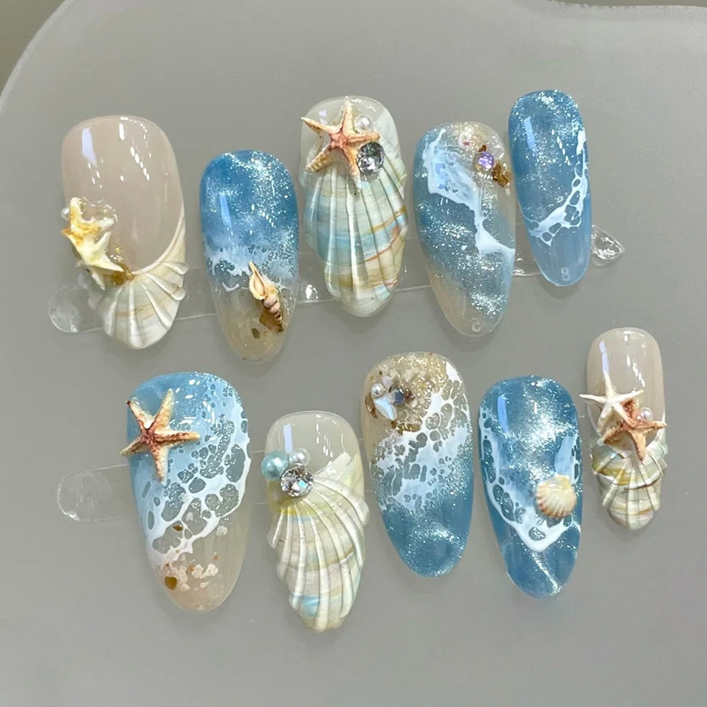 10pcs Ocean Wave Beach Press O - Nail Art Xs avis et prix