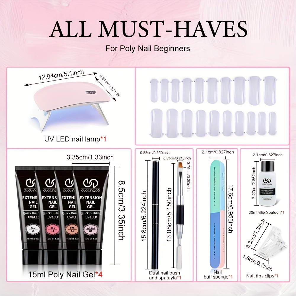 Poly for Nail Gel Kit, 4pcs Cl - Polygel Nail Kit avis et prix
