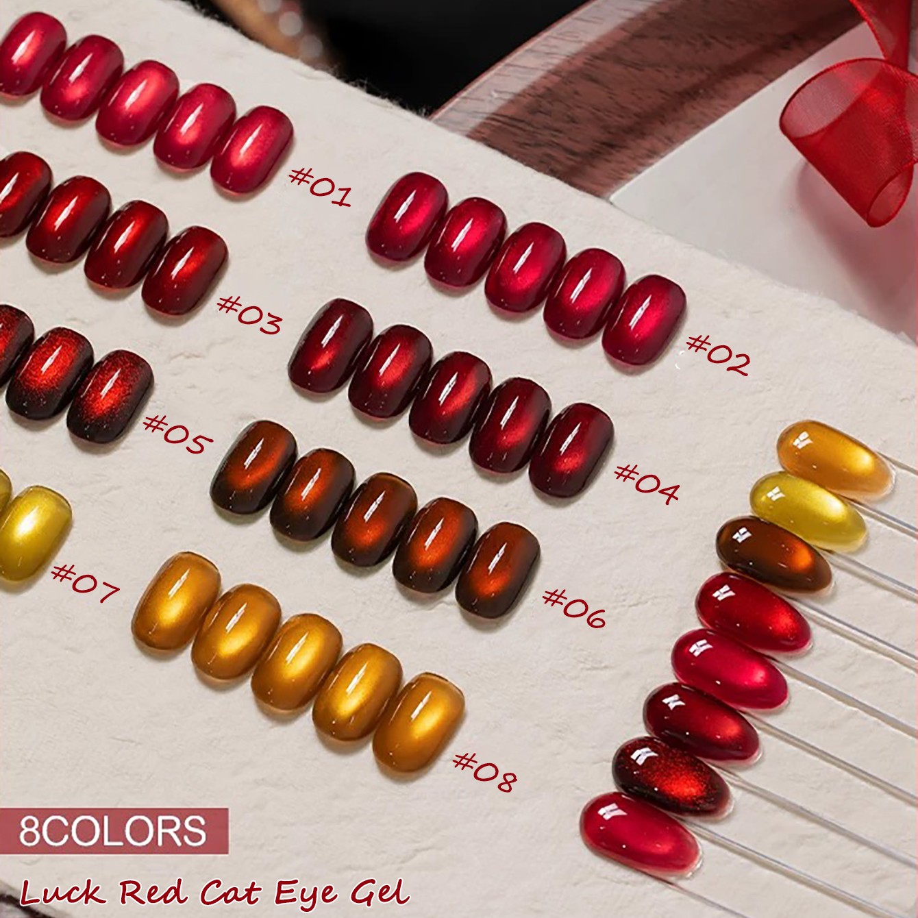 1-8pcs PSK Lucky Yellow Cat Ey - Nail Art Red Wine Cat Eye avis et prix