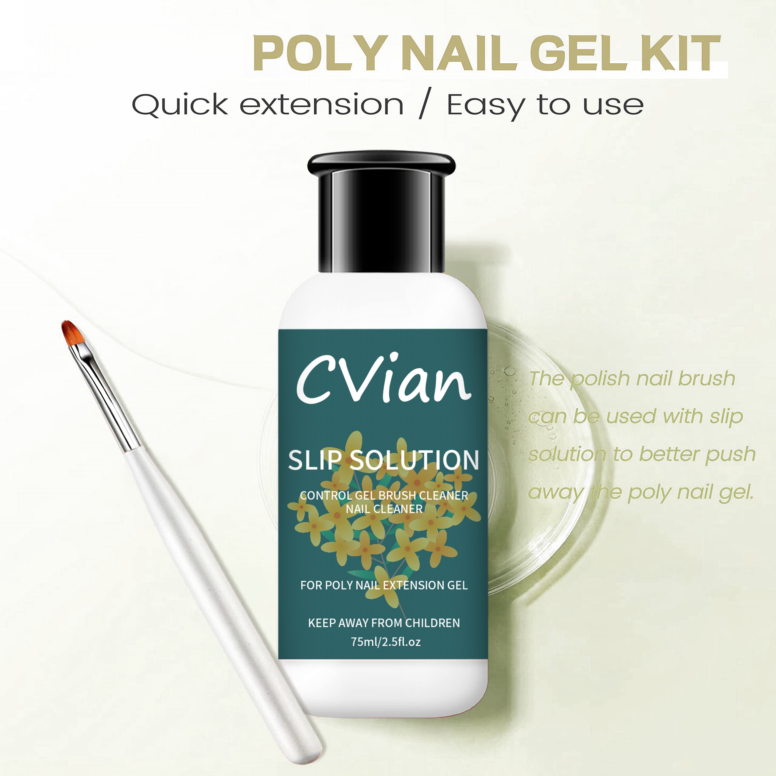 75ml Poly Gel Slip Solution Ki - Polygel Nail Kit avis et prix